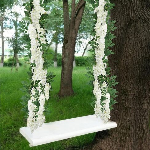 Wisteria Garland Artificial Flowers Floral Vines White 6.56 ft Silk Fake Wisteria Flowers Garlands Hanging Flower for House Outdoor Garden Ceremony Outside Wedding Arch Floral Decor in Kuwait