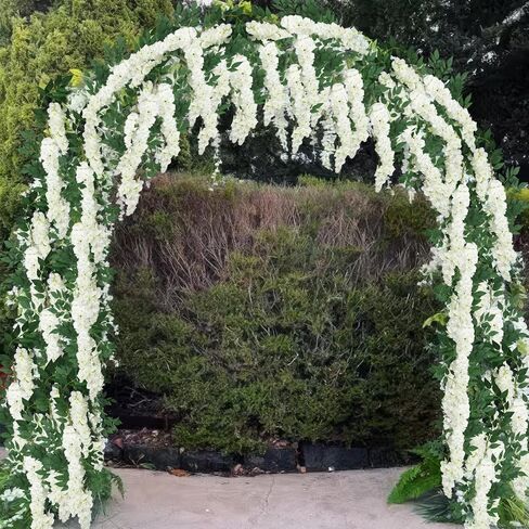 Wisteria Garland Artificial Flowers Floral Vines White 6.56 ft Silk Fake Wisteria Flowers Garlands Hanging Flower for House Outdoor Garden Ceremony Outside Wedding Arch Floral Decor in Kuwait