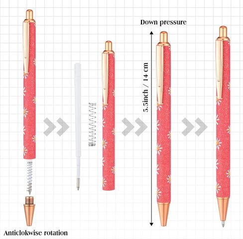 Jutom 16 Pcs Daisy Pen for Women Girls Fancy Pens Glitter Pretty Cute Floral Pens Retractable for School Students Teacher Gifts Office Supplies, Black Ink Medium Point 1.0 mm in Saudi Arabia