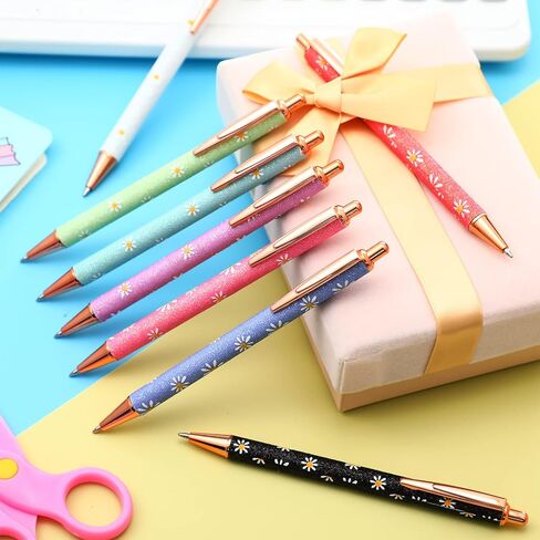 Jutom 16 Pcs Daisy Pen for Women Girls Fancy Pens Glitter Pretty Cute Floral Pens Retractable for School Students Teacher Gifts Office Supplies, Black Ink Medium Point 1.0 mm in Saudi Arabia