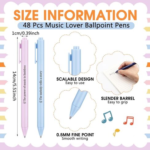 48 Pcs Ballpoint Pens Novelty Gifts 12 Style Smooth Writing Pens for Teacher Gifts (Music) in Saudi Arabia