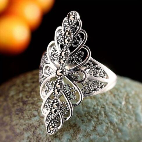 Simple Black Zirconia Filigree Open Adjustable Ring for Women Party Banquet Unique Jewelry in Saudi Arabia