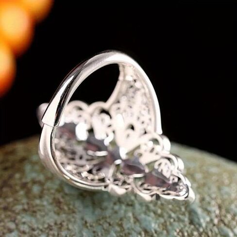 Simple Black Zirconia Filigree Open Adjustable Ring for Women Party Banquet Unique Jewelry in Saudi Arabia