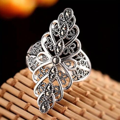 Simple Black Zirconia Filigree Open Adjustable Ring for Women Party Banquet Unique Jewelry in Saudi Arabia