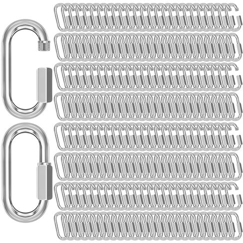 M6-50P موصلات سلسلة الروابط السريعة، 1/4 بوصة خطافات قفل سلسلة مجلفنة، 620 رطلًا من مقاطع الارتباط السريع ذات الخيط الثقيل، سلسلة مفاتيح بيضاوية ملتوية على شكل D للتأرجح والمشي لمسافات طويلة والتخييم in Kuwait