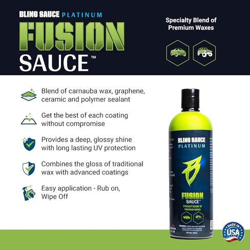 مجموعة أدوات تنظيف وتفصيل السيارات من Bling Sauce Platinum Essentials مكونة من 5 قطع مع 3 مناشف من الألياف الدقيقة وإسفنجة داخلية in Kuwait