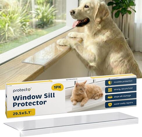 واقي عتبة النافذة من PROTECTO من الكلاب - 29.5 × 5.1 واقي نافذة شفاف من القطط التي تقوم بالخدش والمضغ والمخالب | حافظ على نعومة عتباتك وأمان أقدامك | حماية فائقة القوة لعتبة النافذة in Kuwait