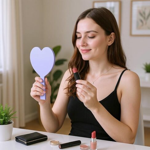 15 Pcs Heart Shaped Handheld Mirror Small Travel Makeup Mirrors with Handle Mini Heart Bulk Plastic Cosmetic Gift for Women (Bright Color) in Kuwait