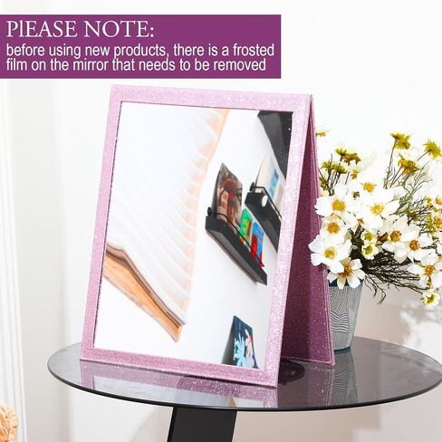 Foldable Glitter Backstage Mirror with Handle 33. 5X 13. 5 Inch Leather Folding Hanging Mirror Rectangular for Travel Dance Bag Home Fitness Spa Gift for Dancers(Purple) in Saudi Arabia