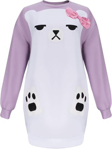 Adult Women Anime Costume Hoodie Sweatershirt Yellow Purple Bear Tiger Halloween Cosplay Pullover Hoodie Jacket in Saudi Arabia