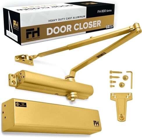 Finsbury Commercial Door Closer Automatic Heavy Duty High Traffic Adjustable ANSI/BHMA Grade 1, UL Listed ADA Compliant Hydraulic Backcheck Delayed Action Latch Speed 1-6 Power (Aluminum) in Kuwait