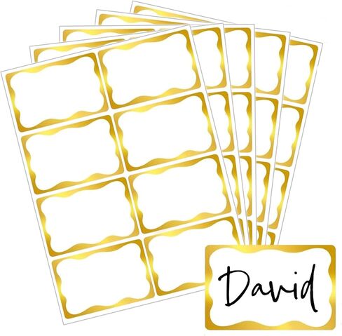 Name Tags 200PCS, 2"x 3" Nametags Stickers with Gold Border Adhesive Name Tags Sticker Blank Name Labels for School Office Home, Metallic Gold in Saudi Arabia