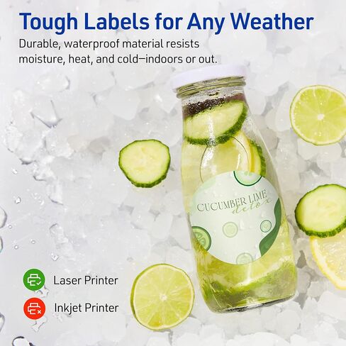Avery Outdoor Waterproof Round Labels with Sure Feed Technology, 2" Diameter, White Film, Print-to-The-Edge, Compatible with Laser Printers, 120 Labels Total in Saudi Arabia