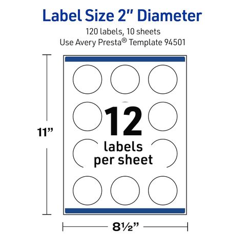 Avery Outdoor Waterproof Round Labels with Sure Feed Technology, 2" Diameter, White Film, Print-to-The-Edge, Compatible with Laser Printers, 120 Labels Total in Saudi Arabia