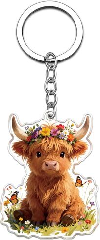 Highland Cow Keychain for Women Highland Cow Gifts for Women Car Accessories Cute Animal Bag Charm Birthday Christmas Cows Stocking Stuffers for Girls in Kuwait