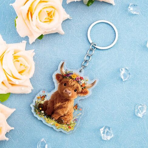 Highland Cow Keychain for Women Highland Cow Gifts for Women Car Accessories Cute Animal Bag Charm Birthday Christmas Cows Stocking Stuffers for Girls in Kuwait