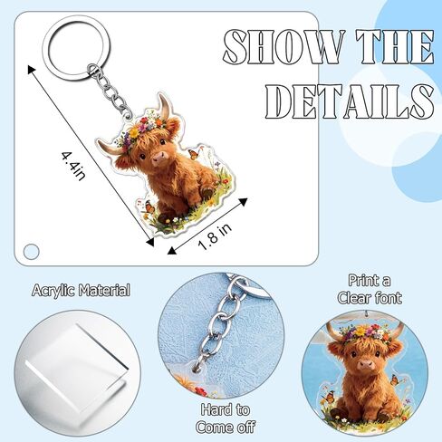 Highland Cow Keychain for Women Highland Cow Gifts for Women Car Accessories Cute Animal Bag Charm Birthday Christmas Cows Stocking Stuffers for Girls in Kuwait