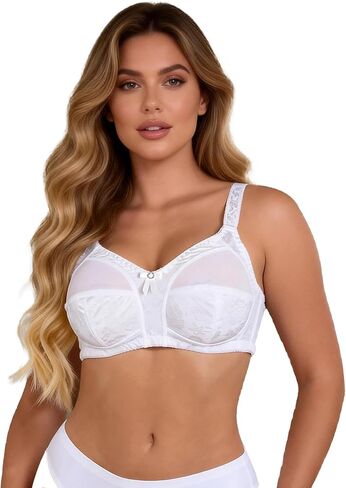 Women Everyday Bra Wider Straps Sleep Bra Light Lift V Neck Lace Bralettes T-Shirt Bra 34B-44DD in Kuwait