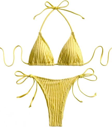 SHENHE Women's String Bikini Set 2 Piece Triangle Halter Swimsuit Side Tie Textured Bathing Suit in Saudi Arabia