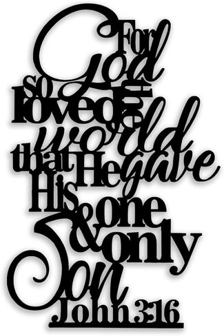 OPTYBVFD John 3 16 Metal Wall Decor - Motivational Inspirational Room Decor Christian Scripture Wall Art Home Decor for Living Room, Bedroom, Dining Room, Bathroom, Office (Black) in Kuwait