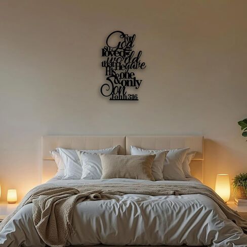 OPTYBVFD John 3 16 Metal Wall Decor - Motivational Inspirational Room Decor Christian Scripture Wall Art Home Decor for Living Room, Bedroom, Dining Room, Bathroom, Office (Black) in Kuwait