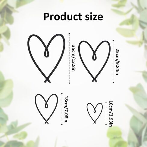 Josojoou 4 Pcs Metal Heart Wall Art Decor Modern Love Heart Decorative Sign Western Room Decor Metal Hanging Decorative for Bedroom Office Hotel Home Wall Decoration(Black) in Kuwait