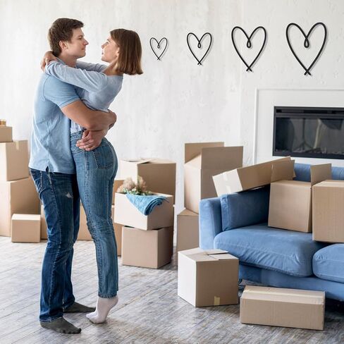 Josojoou 4 Pcs Metal Heart Wall Art Decor Modern Love Heart Decorative Sign Western Room Decor Metal Hanging Decorative for Bedroom Office Hotel Home Wall Decoration(Black) in Kuwait