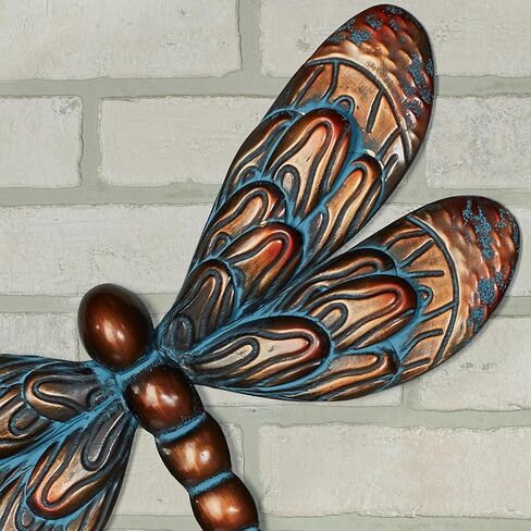 Summer Beauties Butterfly and Dragonfly Metal Wall Art Set of Two | Hand-Finished in Metallic Copper and Blue | Charming Garden-Inspired Wall Art Sculpture Set of 2 | Indoor or Covered Outdoor Use in Saudi Arabia
