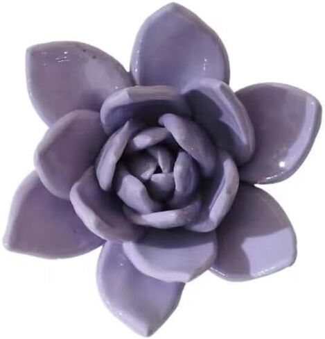 Ceramic Wall Flower Decor Artificial 3D Flower Wall Art，Handmade 3D Wall Art Hanging Sculpture， Porcelain Flower Wall Décor (Purple，Succulent Plant，3.54") in Kuwait