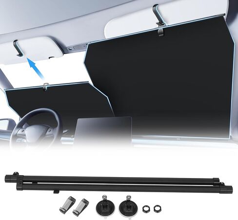 2026 Retractable Windshield Sun Shade Automatic Car Sunshade for Windshield, UV & Heat Protection, Keep Cool and Protect Interior, Adjustable Universal Fit for Car Trucks SUVs (Not for Large Trucks) in Kuwait