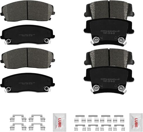 Front and Rear Ceramic Brake Pads Set with Hardware For 2006-2023 Dodge Charger, 2005-2018 Chrysler 300, 2009-2022 Challenger, Magnum in Kuwait