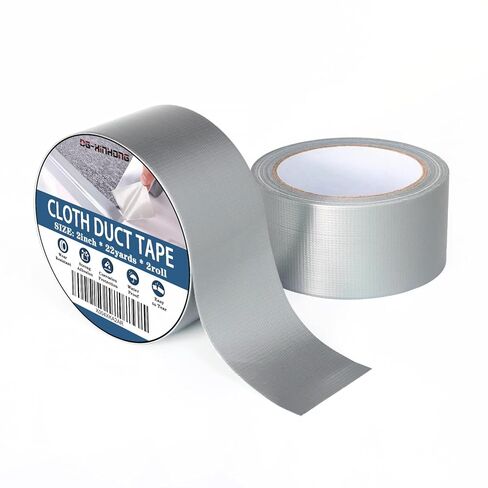 2-Pack Multipurpose Strong Cloth Duct Tape,2IN×22yd Duct Tape Heavy Duty Waterproof Silver Easy Tear, High Adhesion for Indoor/Outdoor Repairs, DIY, Packaging in Saudi Arabia