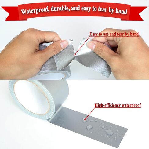 2-Pack Multipurpose Strong Cloth Duct Tape,2IN×22yd Duct Tape Heavy Duty Waterproof Silver Easy Tear, High Adhesion for Indoor/Outdoor Repairs, DIY, Packaging in Saudi Arabia