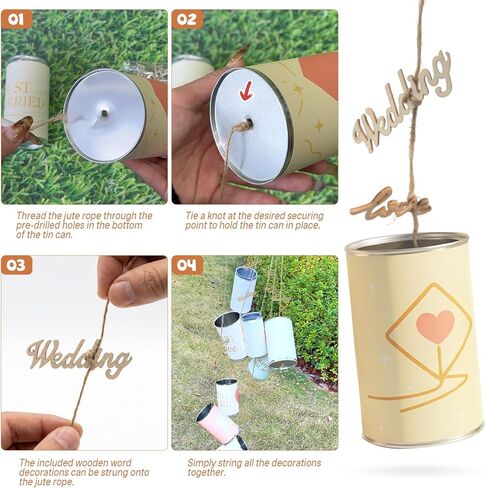 مجموعة ديكورات السيارة Just Married - مجموعة 15 قطعة لتزيين سيارة الزفاف مع 12 علبة من الصفيح لمصد السيارة واللافتة وملصقات النوافذ والشرابات - ملحقات سيارة الزفاف الرومانسية، لافتة Just Married للمركبة in Kuwait