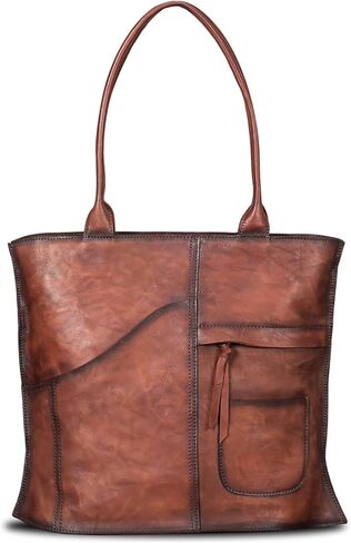 IVTG Genuinel Leather Shoulder Bags Women Vintage Handmade Tote Purse Top Handle Large Capacity Satchels in Saudi Arabia