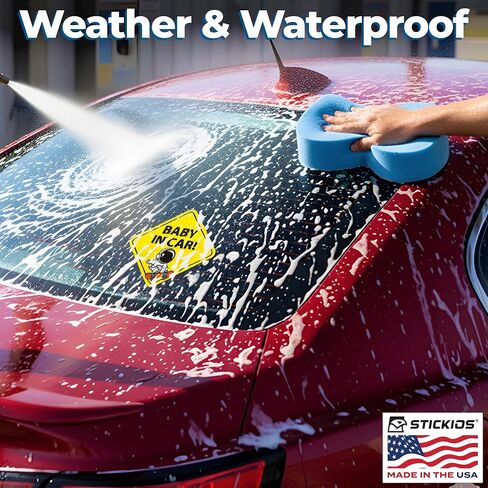 Stickios Baby in Car Stickers (Non-Magnetic) - Removable, Paint-Safe Signs for Cars & Windows - Made in USA (2-Pack, 6 inch Diamond, Skateboard Astronaut, Boy) in Kuwait