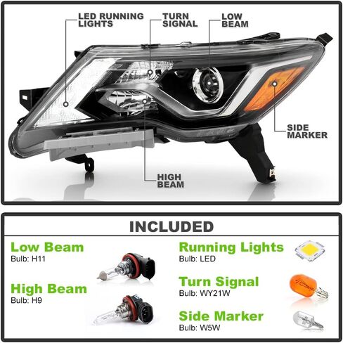 ACANII - For 2017 2018 2019 2020 Nissan Pathfinder Halogen Type w/LED DRL Projector Headlights Headlamps Set Left+Right in Saudi Arabia