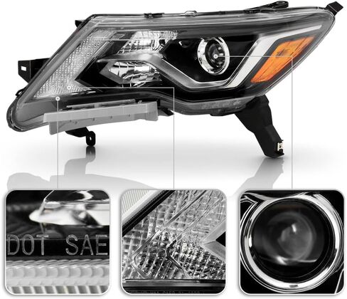 ACANII - For 2017 2018 2019 2020 Nissan Pathfinder Halogen Type w/LED DRL Projector Headlights Headlamps Set Left+Right in Saudi Arabia