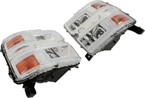 HECASA Projector Headlight Pair Compatible with 2015-2019 Chevy Chevrolet Silverado 2500 HD 3500 HD w/LED Tube DRL Front Headlamp Clear Lens Chrome Housing Replacement for GM2503416 GM2502416 in Saudi Arabia