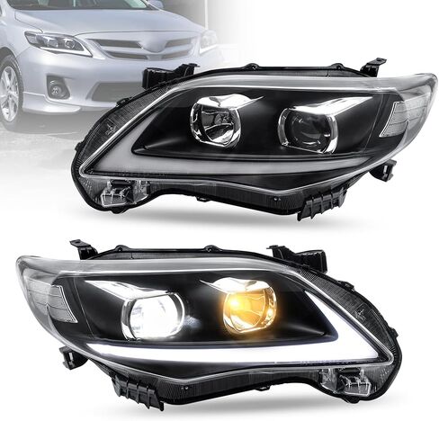 VLAND Headlight for Corolla 2011 2012 2013, Front Lights Assembly for Corolla with Clear lens, Bulb Type: D2S / D2H (Not Included) in Saudi Arabia