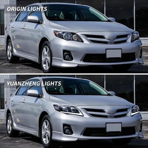 VLAND Headlight for Corolla 2011 2012 2013, Front Lights Assembly for Corolla with Clear lens, Bulb Type: D2S / D2H (Not Included) in Saudi Arabia