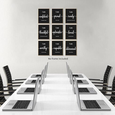 MJONG 9 Piece Inspirational Motivational Wall Art Prints – Unframed Black White Positive Affirmations for Office Classroom Bedroom Dorm or Teen Room Decor, Canvas‑Style Posters 8×10 inch in Saudi Arabia
