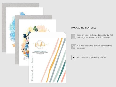 Nistio® Mickey Mouse and Friends Watercolor Prints, Mickey Mouse Wall Art Decor, Minnie Mouse Wall Prints, Set of 7, Donald Duck, Goofy, Pluto, Daisy Duck, 8x10 inches (Unframed) in Kuwait