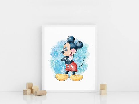 Nistio® Mickey Mouse and Friends Watercolor Prints, Mickey Mouse Wall Art Decor, Minnie Mouse Wall Prints, Set of 7, Donald Duck, Goofy, Pluto, Daisy Duck, 8x10 inches (Unframed) in Kuwait