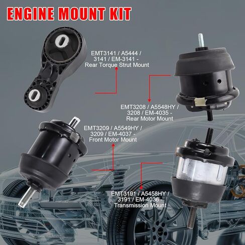 4 Pcs Engine Motor and Transmission Mount Kit Compatible with 2009-2017 for Chevrolet Traverse and 2009-2016 for Acadia and for Buick Enclave & Saturn Outlook 3.6L, Replaces A5458/ A5549/ A5548/ A5444 in Kuwait