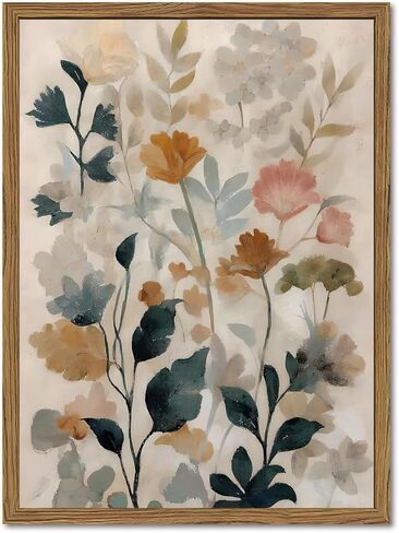 Framed Floral Bathroom Wall Art, Vintage Botanical Wall Decor, Watercolor Wildflower Canvas Prints Paintings Neutral Antique Flower Plant Pictures for Living Room Bedroom Bathroom 8x10 Inch in Saudi Arabia