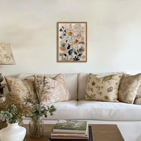 Framed Floral Bathroom Wall Art, Vintage Botanical Wall Decor, Watercolor Wildflower Canvas Prints Paintings Neutral Antique Flower Plant Pictures for Living Room Bedroom Bathroom 8x10 Inch in Saudi Arabia