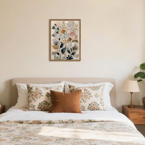 Framed Floral Bathroom Wall Art, Vintage Botanical Wall Decor, Watercolor Wildflower Canvas Prints Paintings Neutral Antique Flower Plant Pictures for Living Room Bedroom Bathroom 8x10 Inch in Saudi Arabia