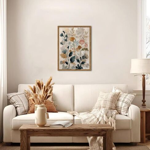 Framed Floral Bathroom Wall Art, Vintage Botanical Wall Decor, Watercolor Wildflower Canvas Prints Paintings Neutral Antique Flower Plant Pictures for Living Room Bedroom Bathroom 8x10 Inch in Saudi Arabia