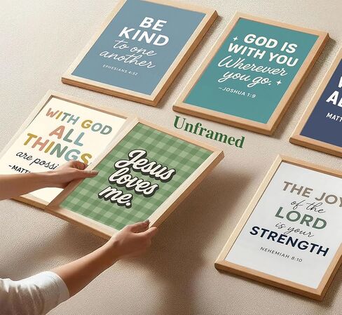 6Pcs Colorful Bible Verse Canvas Wall Art Christian boy Education Posters Prints Children's Bible Wall Decor Pictures for Nursery Kids Bedroom Classroom Home Decoration Unframed in Saudi Arabia